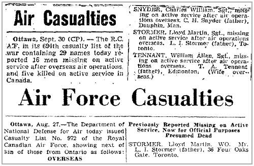 Globe and Mail - Air Force Casualties
