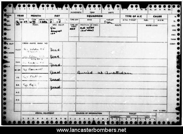 Loss Card - X3596 - KO-B - Holder - via www.lancasterbombers.net