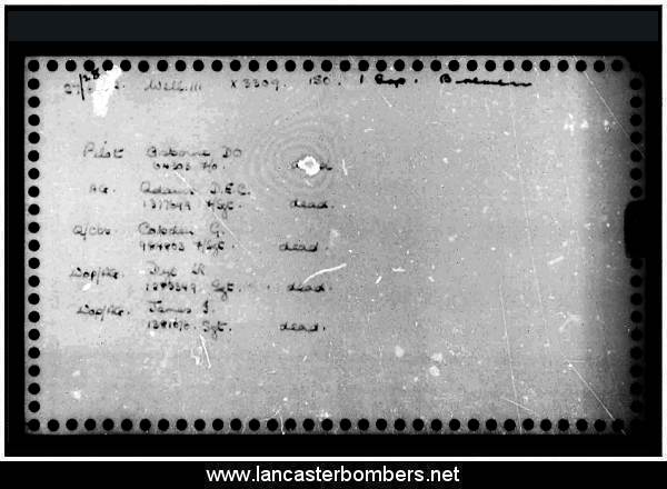 Loss Card - X3309 JN-N - Osborne - via www.lancasterbombers.net