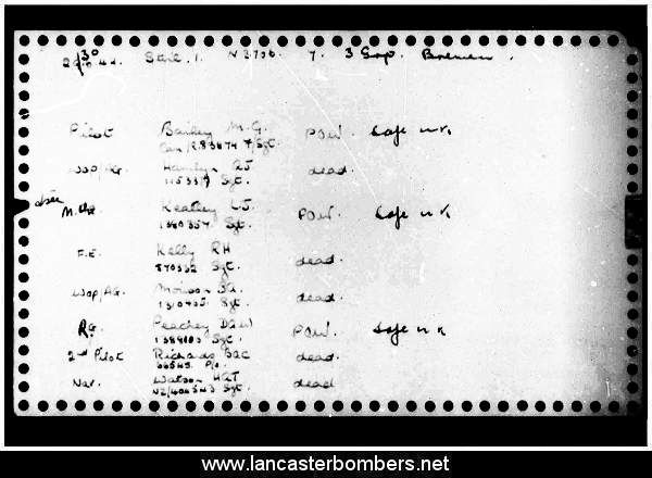 Loss Card - N3706 - MG-S - Bailey - via www.lancasterbombers.net