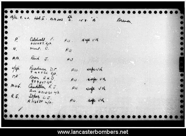 Loss Card - BB205 - NP-B - Caldwell - via www.lancasterbombers.net