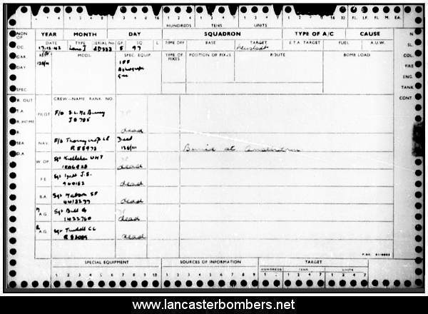 Loss Card - ED333 - OF-B - McBurney - via www.lancasterbombers.net