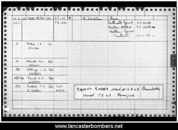 Loss Card - BJ756 - KO-Q - Fallon - via www.lancasterbombers.net