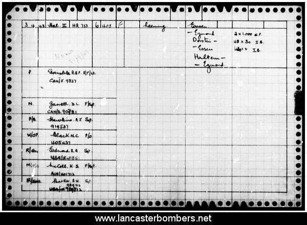 Loss Card - HR713 - EQ-F - Gamble - via www.lancasterbombers.net