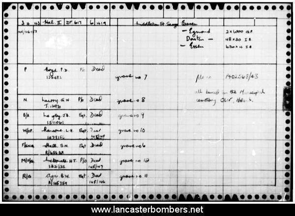 Loss Card - DT617 - VR-G - Boyd - via www.lancasterbombers.net