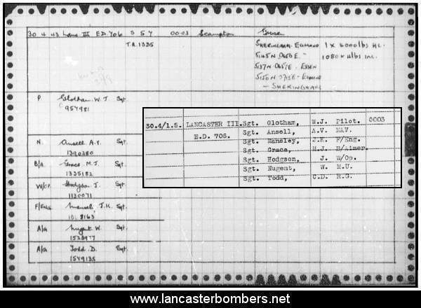 Loss Card - ED706 - DX-A - Glotham - via www.lancasterbombers.net