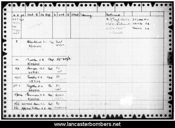 Loss Card - JB898 - EQ-Q - Blackhall - via www.lancasterbombers.net