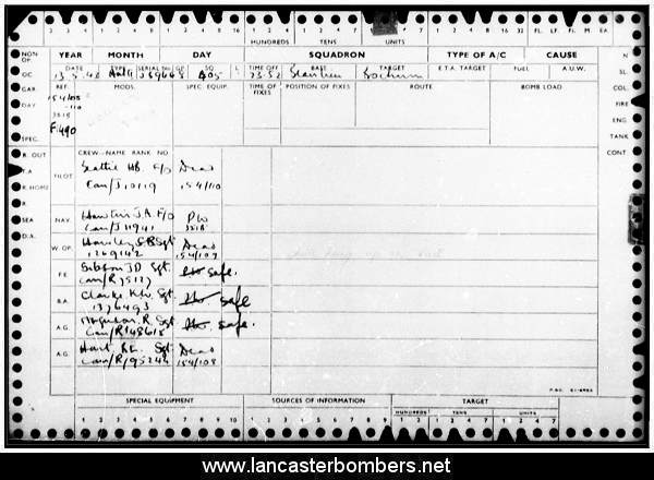 Loss Card - JB966 - LQ-D - Beattie - via www.lancasterbombers.net