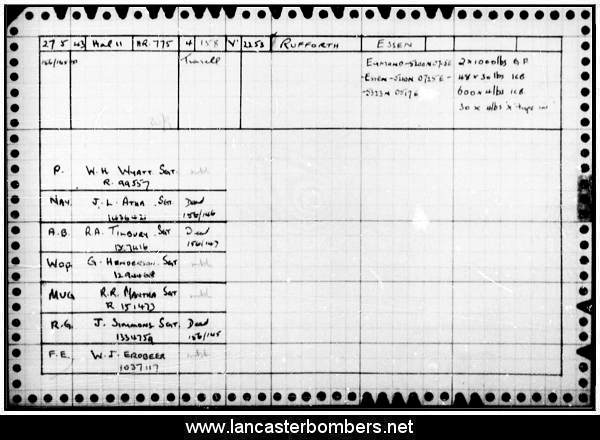 Loss Card - HR775 - NP-V - Wyatt - via www.lancasterbombers.net