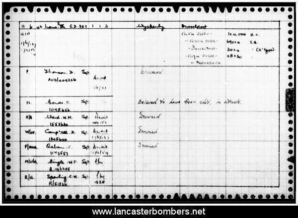 Loss Card - ED357 - PH-S - Thomson - via www.lancasterbombers.net