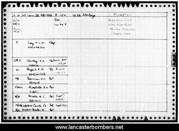 Loss Card - ED935 - GT-? - Lay - via www.lancasterbombers.net