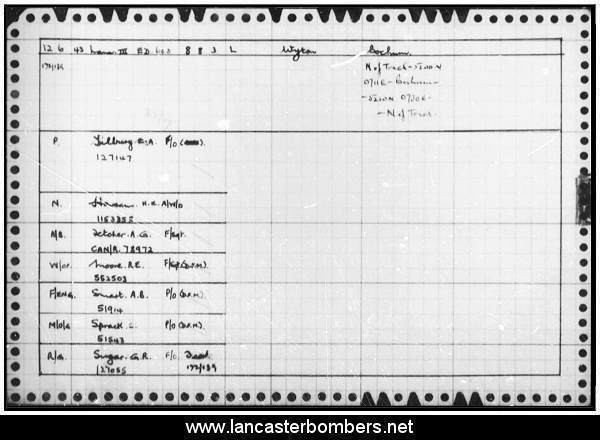 Loss Card - ED603 - OL-O - Tilbury - via www.lancasterbombers.net