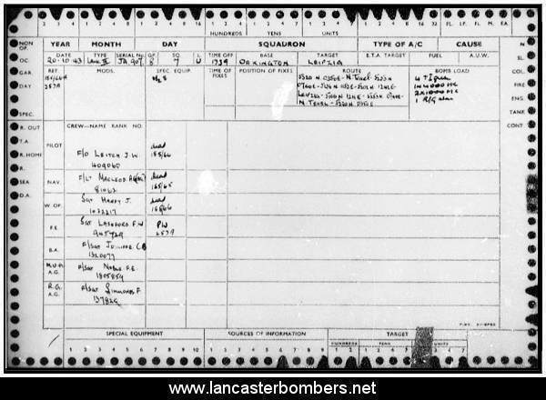 Loss Card - JA907 - MG-U - Leitch - via www.lancasterbombers.net