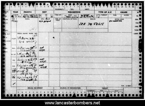 Loss Card - JA853 - MG-L - Watson - via www.lancasterbombers.net