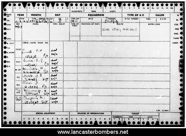 Loss Card - LW367 EY-L - Smith - via www.lancasterbombers.net