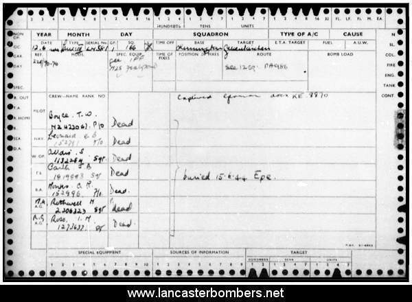 Loss Card - LM581 - AS-X - Boyce - via www.lancasterbombers.net