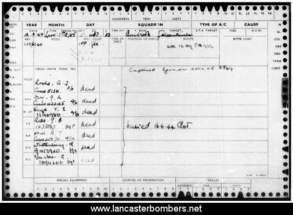 Loss Card - ME785 - AR-H2 - Roche - via www.lancasterbombers.net