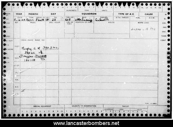 Loss Card - PZ456 - YP-S - Murphy - via www.lancasterbombers.net