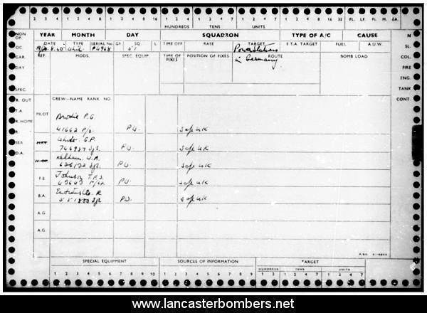 Loss Card - P4968 ??-? - Brodie - via www.lancasterbombers.net