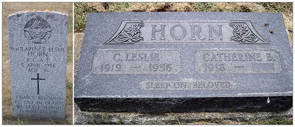 Tombstones - F/O. Clarence Leslie Horn - images by granddaughter of Myrtle