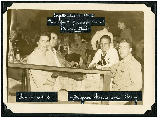 Tony with parents and Wagner Freas at Frolics Club - 07 Sep 1942