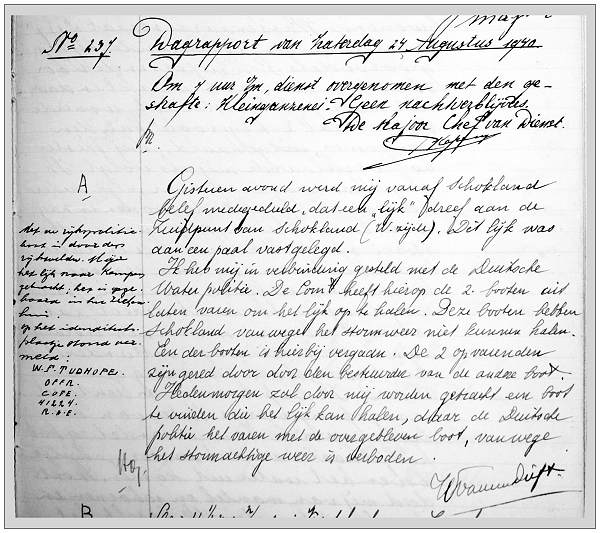Police report No. 237 - 24 Aug 1940 - by W. van der Drift (Police commander, Kampen)