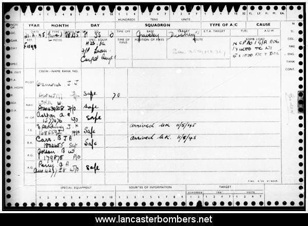 Loss Card - ME335 - TL-O - Osmond - via www.lancasterbombers.net