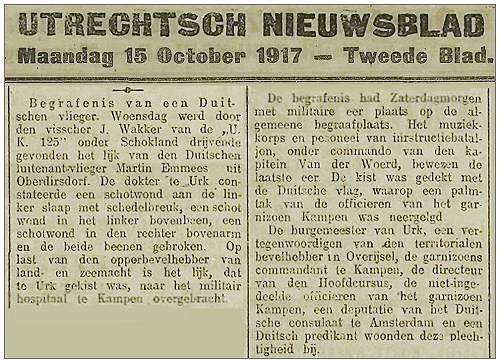 Utrechts Nieuwsblad - Monday 15 Oct 1917 - Blad 2 - Funeral of Emmler in Kampen