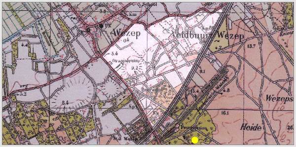 Map - Veldbuurt Wezep - aka - buurtschap Wezeperveld - crash location at Wezepsche Heide