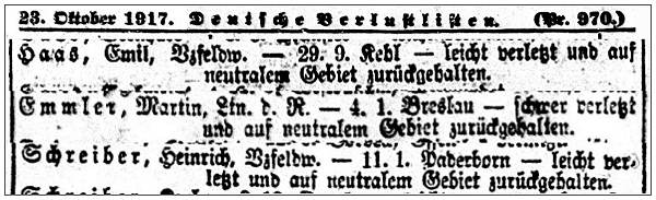 Clip - Verlustliste nr.970 of 23 Oct 1917