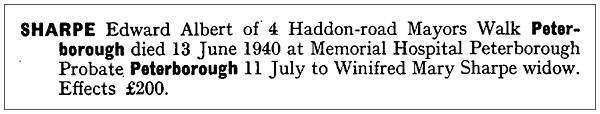 11 July 1940 - Probate - Edward Albert Sharpe