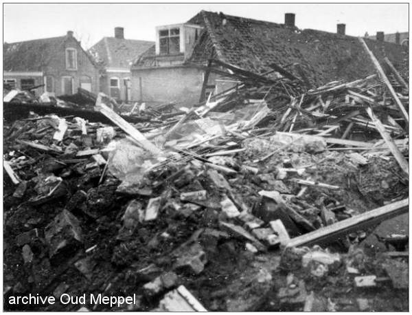 Damage in and around the Wilhelminiastraat after the bombardment of 28 Jan 1945